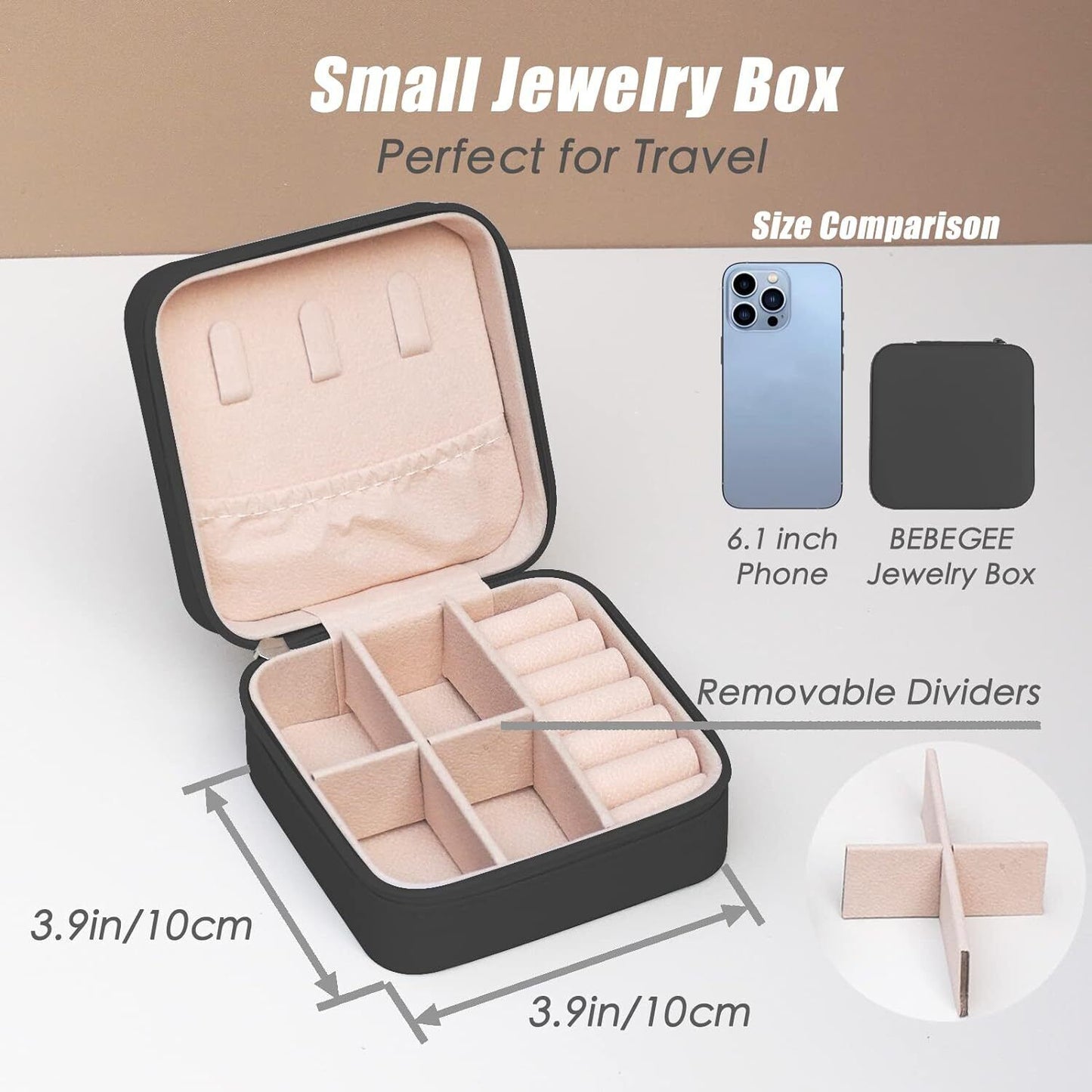 charm box Mini Travel Jewelry Box for Women – Compact Organizer for Rings, Earrings & Necklaces – Gift for Her