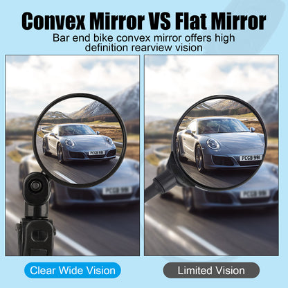 2Pcs Bike Mirror Rotaty round MTB Road Handlebar Bicycle Rear View Glass Cycling