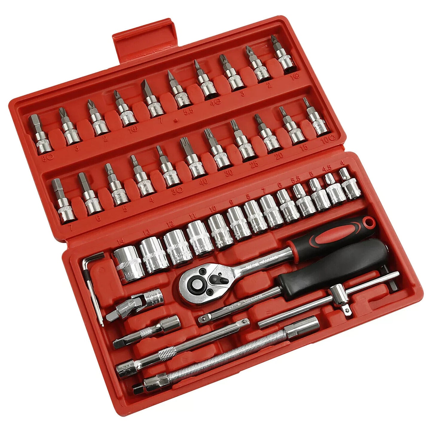 Must-Have Mechanic Tool Set, Durable Chrome Vanadium Steel, Portable Tool Box, Essential Auto & Home Repair Kit, Quick Release & Comfort Grip