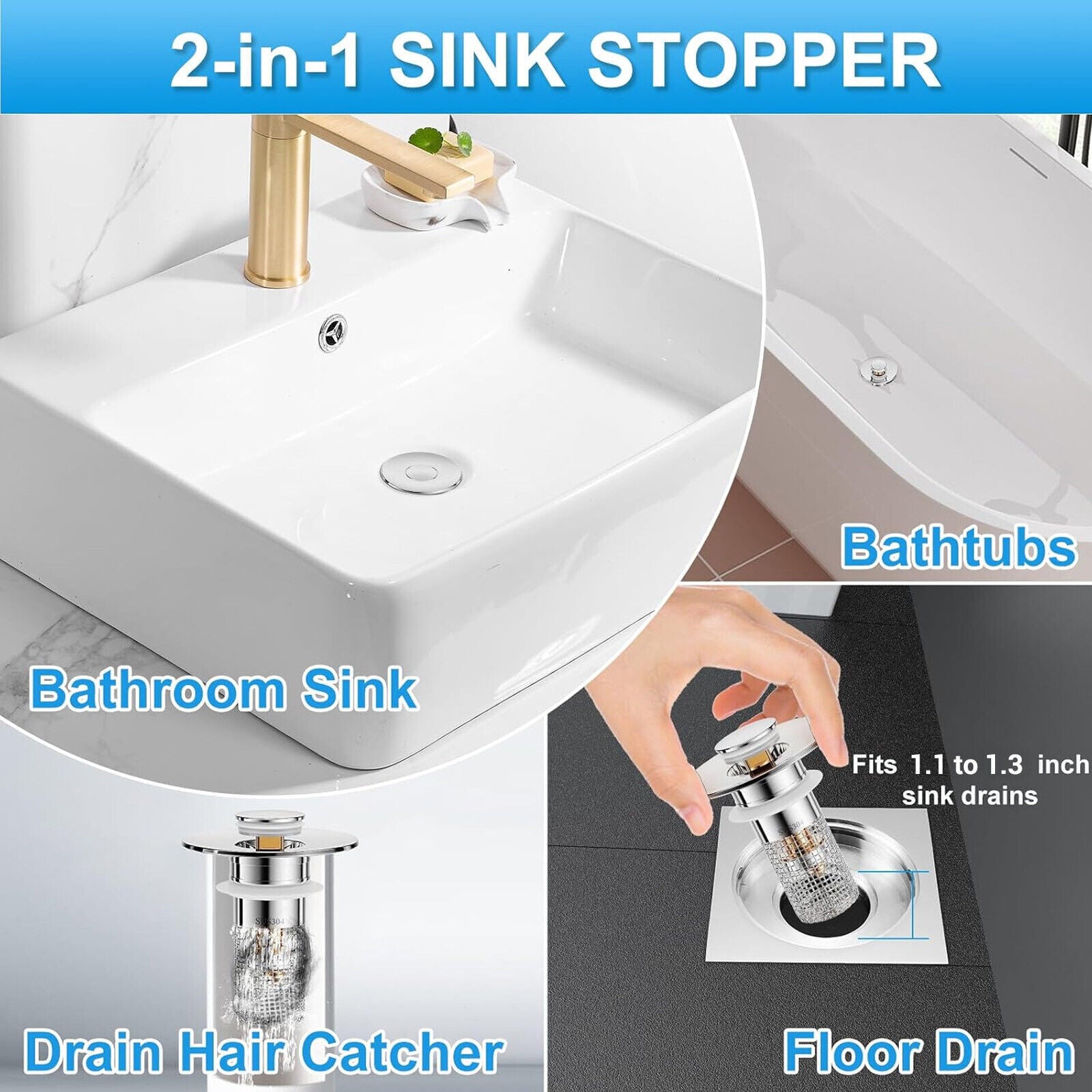 Effortless Drain Protection: Universal Bathroom Sink Stopper & Hair Catcher Strainer