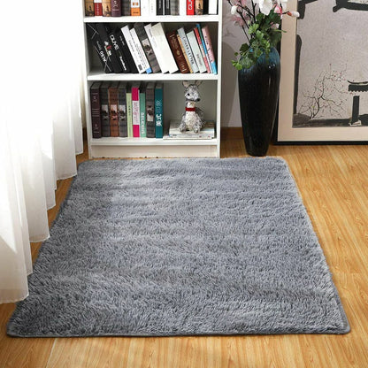 Fluffy Rugs Anti-Skid Shaggy Area Rug Dining Room Carpet Floor Mat Home Bedroom