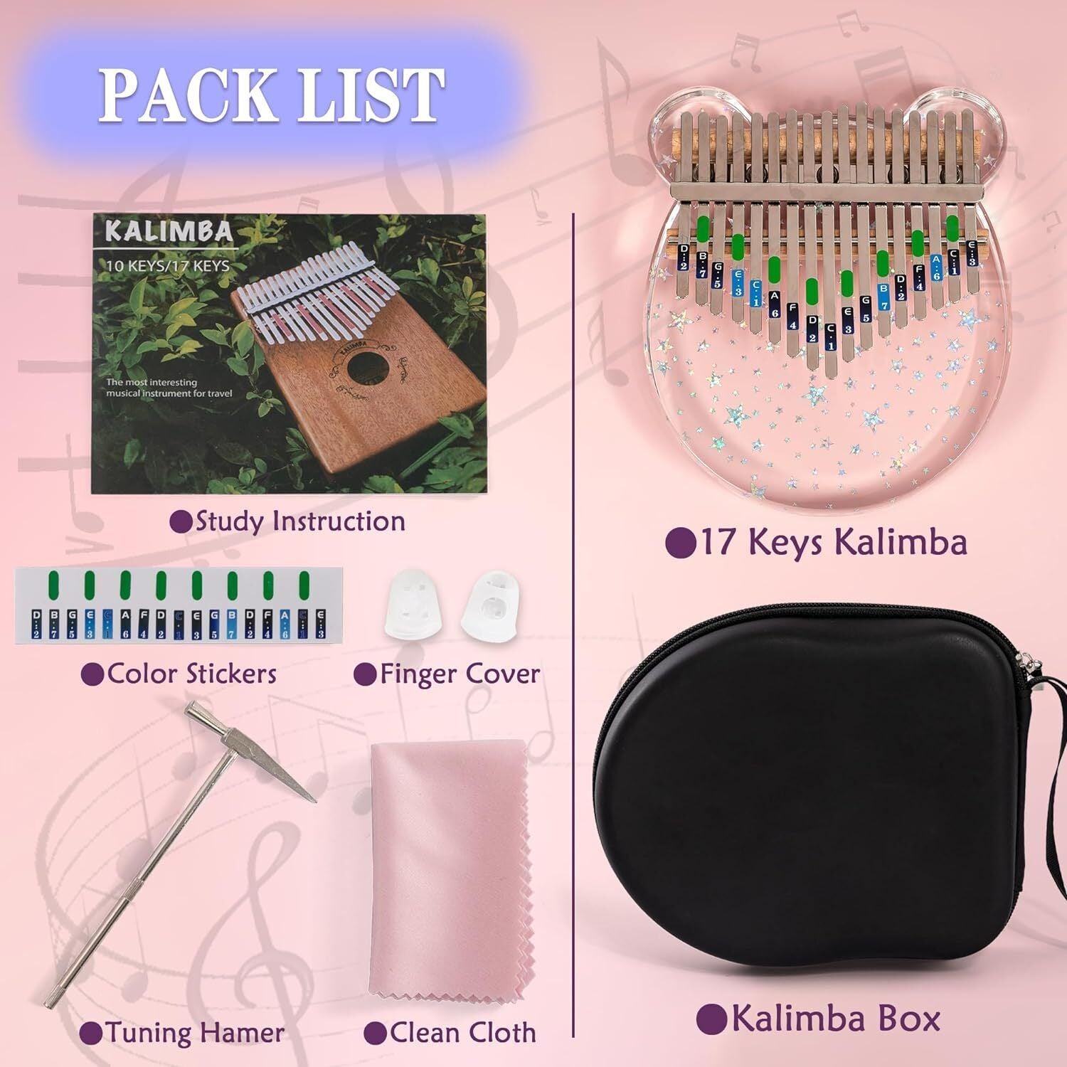 17-Key Kalimba Thumb Piano – Easy-to-Play Mbira for Beginners, Adults & Kids | Relaxing Aesthetic Gift Idea