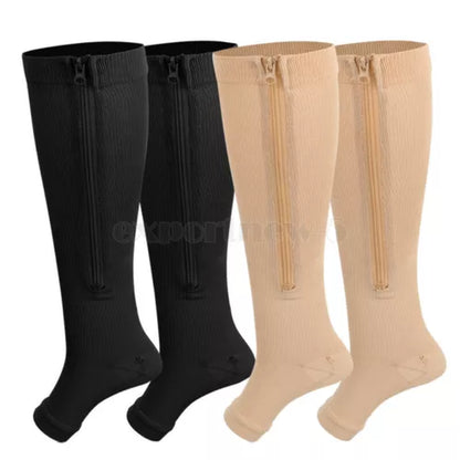 tame impala leg warmers Zipper Medical Compression Support Socks Knee High Open Toe Compression Socks Zip-Up Open Comfort Fit Womenswear Breathable