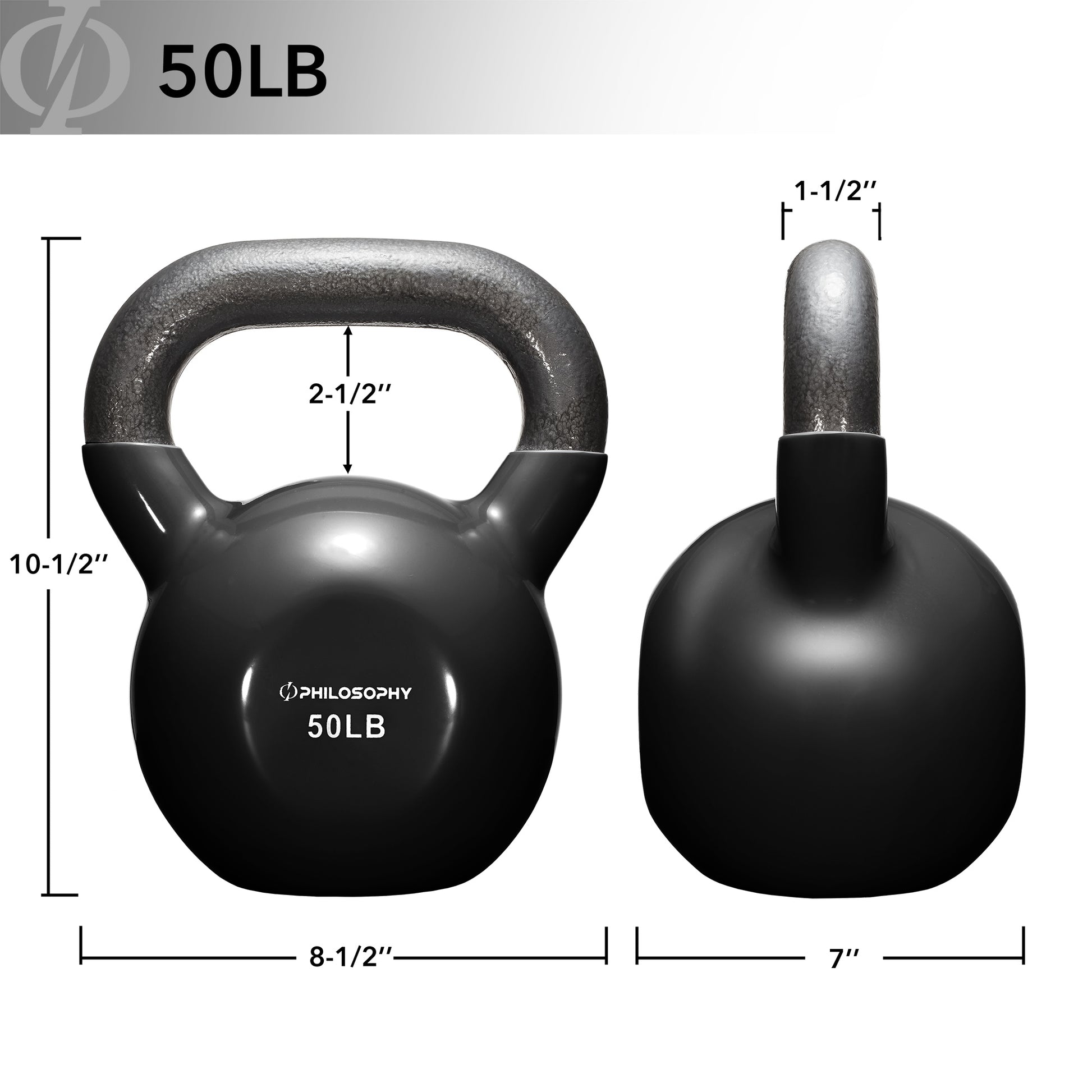 Vinyl Coated Cast Iron Kettlebell, 5 Lbs to 50 Pound Weights