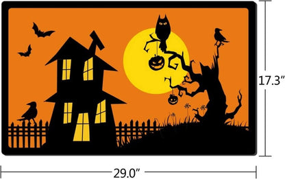 Halloween Doormat Non Slip Front Door Mat, Easy to Clean Low Profile Mat for Ent