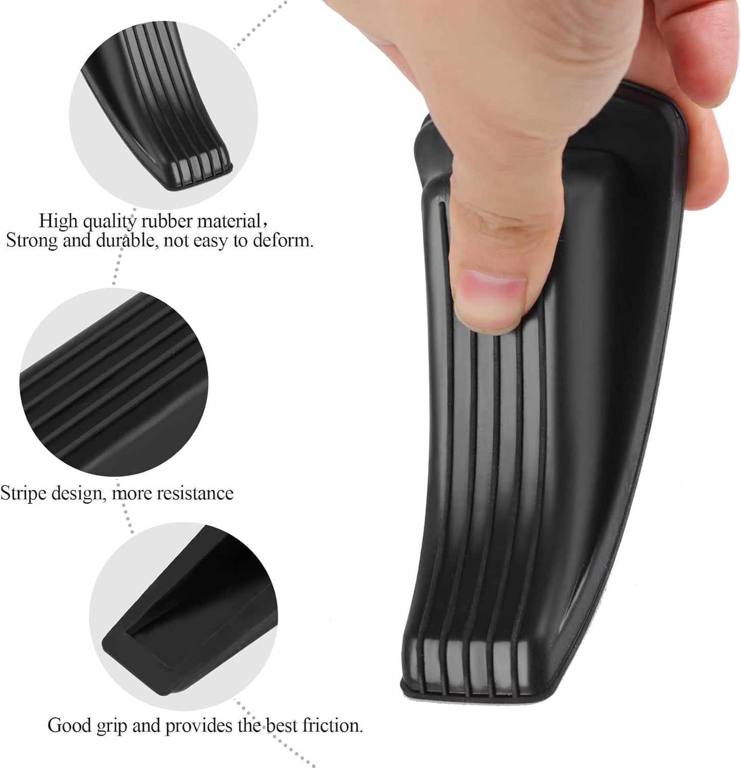 4 Pack Door Stoppers for Bottom of Door, Rubber Door Stopper Wedge