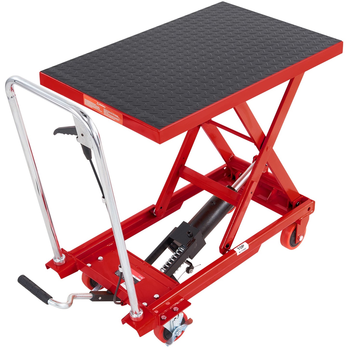 Hydraulic Lift Table Cart 500 Lbs Manual Scissor Lift Table 28.5" Red