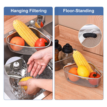 Stainless Steel Sink Strainer Basket – Triangle Drain Rack, Kitchen Food Filter | Easy Clean, Prevent Clogs, TikTok Kitchen Hack for Mess-Free Cooking