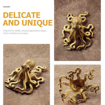 USA Brass Octopus Sculpture Wild Sea Life Figurine Housewarming Gift Decoration