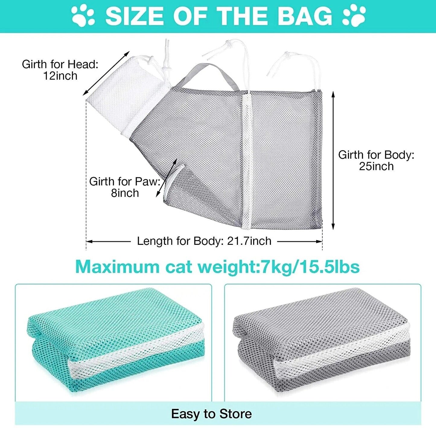 Pet Nail Cat Bathing Bag Puppy Cleaning Shower Bag Grooming Bag for Bathing Anti-Scratch