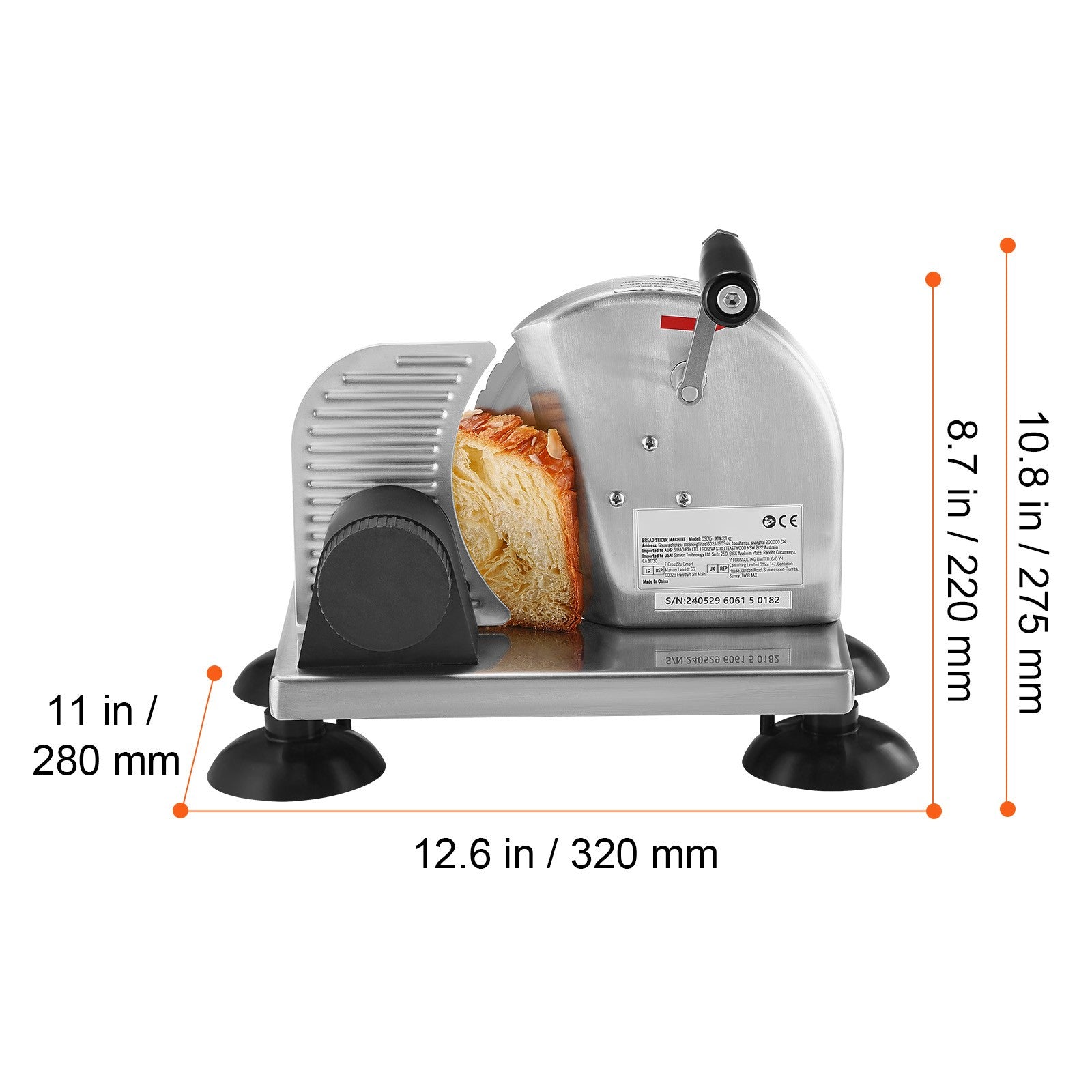 Manual Bread Slicer 0-6" Cheeser Butter Cutting for Kitchen Restaurant