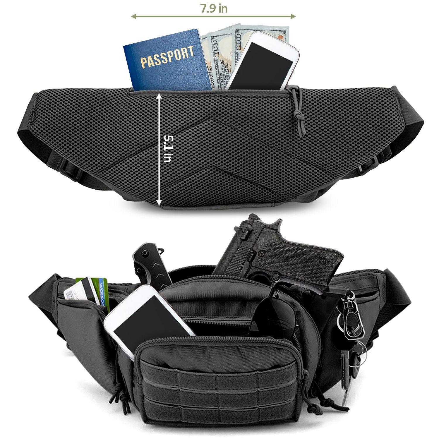 Tactical Concealed Carry Fanny Pack Holster Pouch Pistol Waist Gun Bag Belt