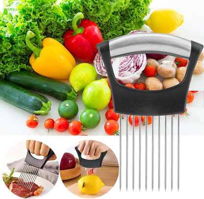 Onion Holder for Slicing, Lemon Tomato Holder for Cutting Food Slicer Assistant, Vegetable Cutter for Potato and Tomato, Avocados, Eggs