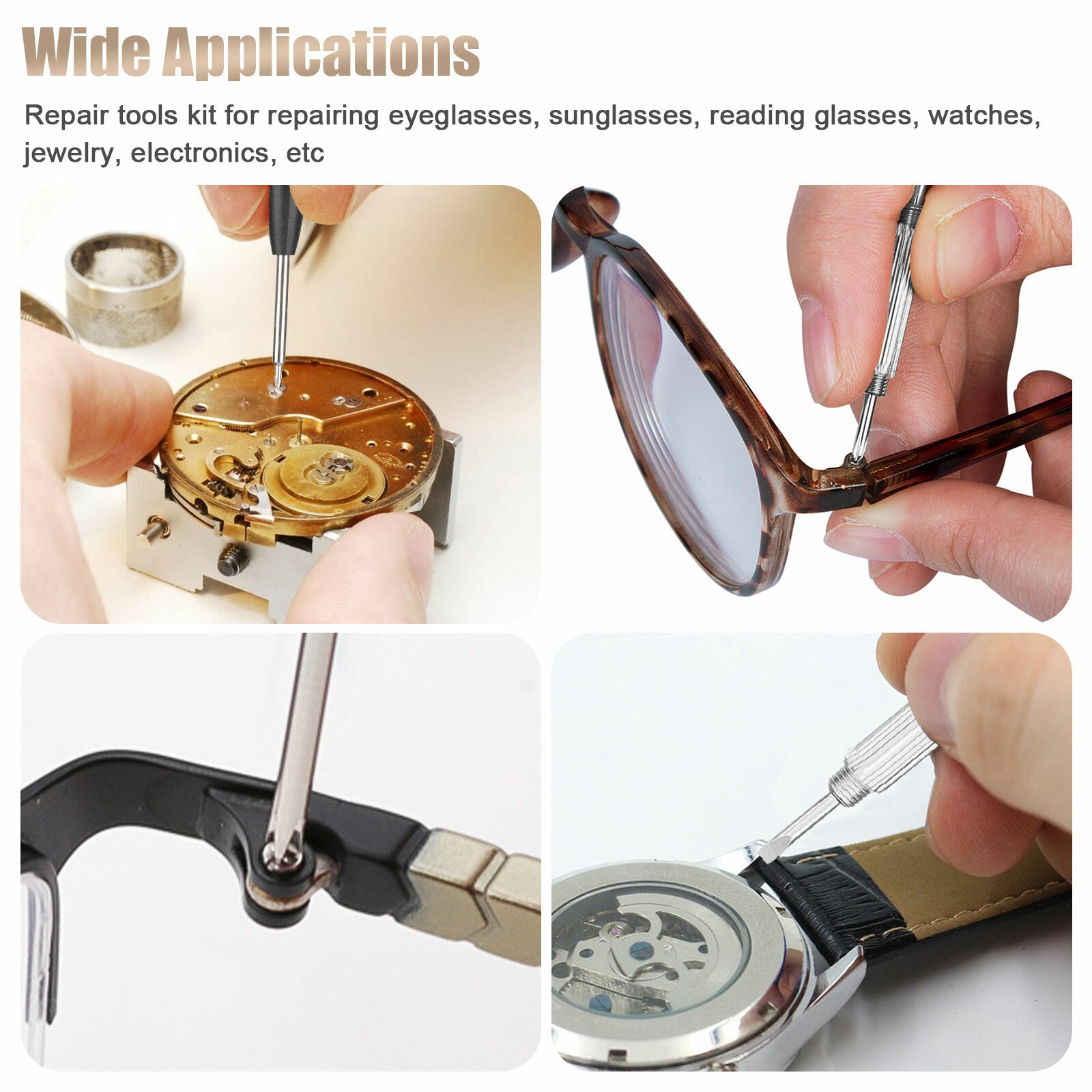 Eyeglass Screws Nut Nose Pads Screwdriver Watch Glasses Optical Repair Tools Kit