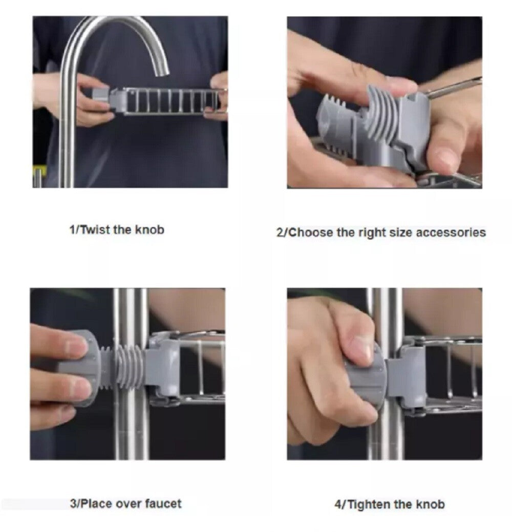 Kitchen Sink Drain Rack – Faucet Storage Holder for Sponge, Soap & Dish Cloth