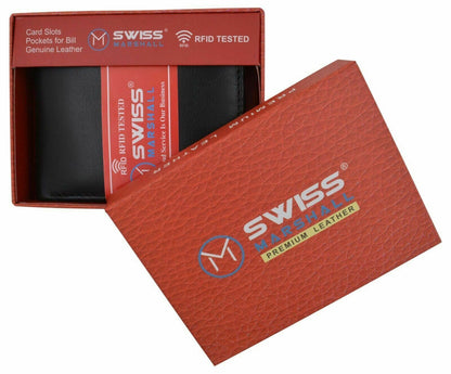 Genuine Leather Minimalist Bifold Wallets for Men RFID Blocking Slim Mens Wallet