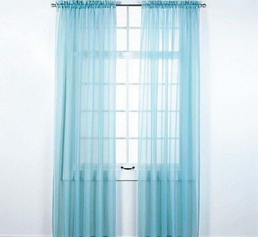 2 Piece Sheer Voile Window Elegance Curtains Drape Treatment 63, 84 Length