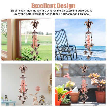33'' Sea Turtle Wind Chimes Garden Outdoor 4 Tubes Bells Yard Home Hanging Decor