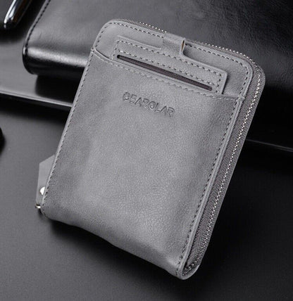 Men RFID Blocking Leather Bifold Wallet Credit Card ID Holder Zip around Purse
