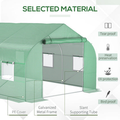 Large Walk-In Greenhouse 12x10x7 FT - Portable Outdoor Hot House, Heavy-Duty Steel Frame, UV-Resistant Cover, Roll-Up Doors & Windows for Ventilation