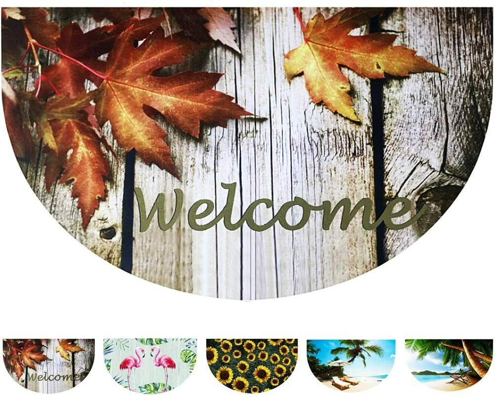 Half round Rubber Door Mat, Decorative Indoor Outdoor Non Slip Front Door Mat