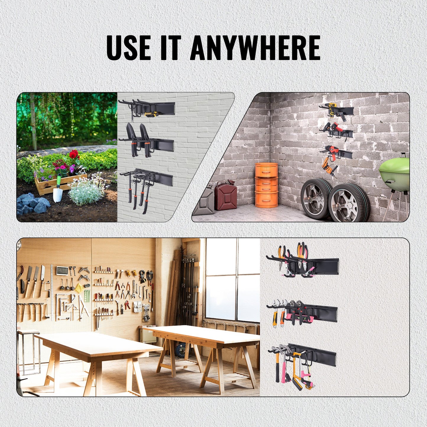 Garage Tool Organizer Storage Rack Holder Wall Mounted Heavy Duty 800 Lbs