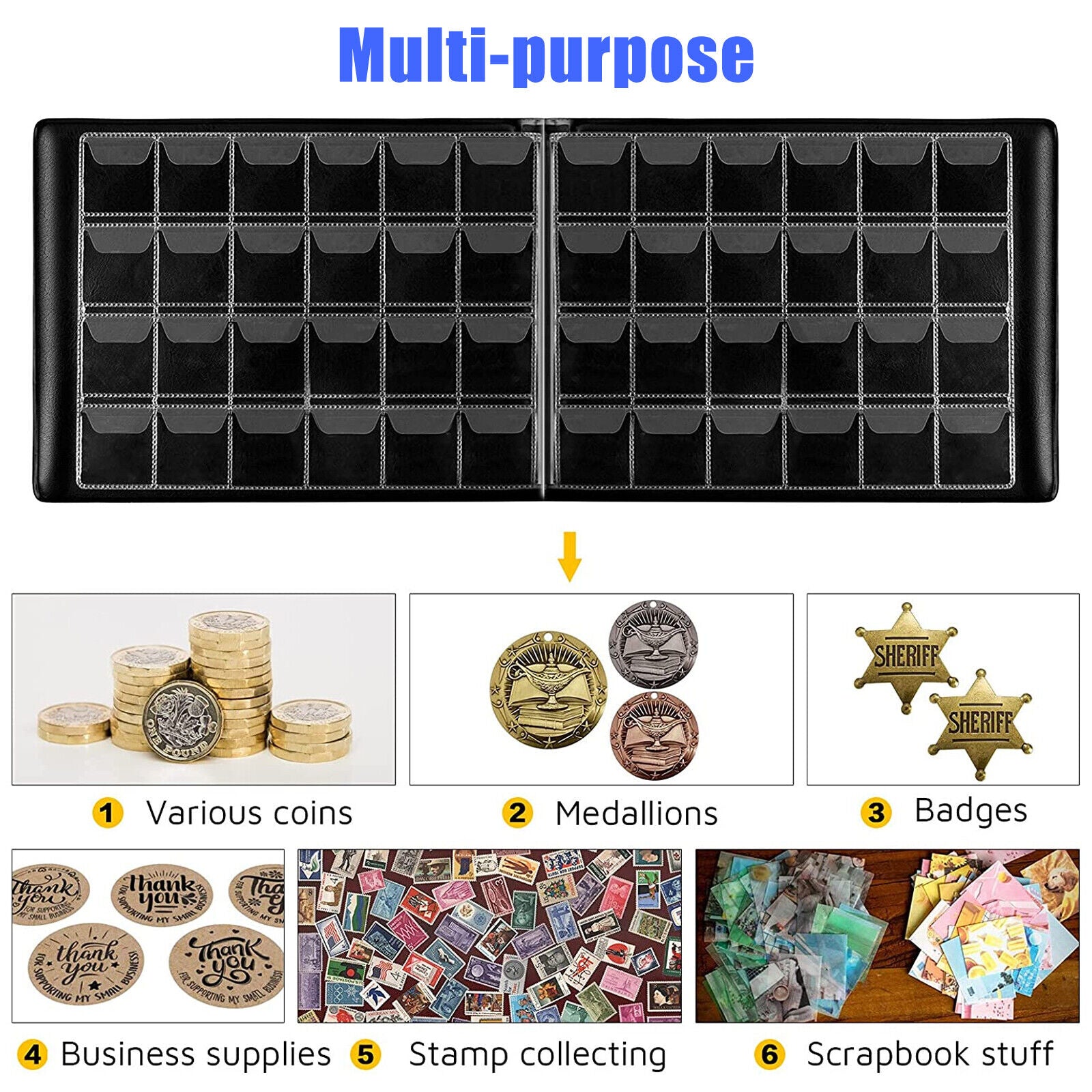 Coin Storage Book Collection, 240 Pockets Album Folder Holder for Penny Quarters