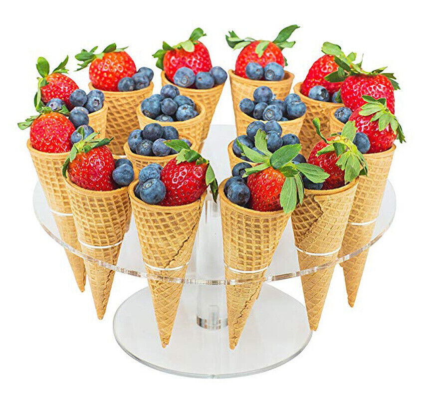 Ice Cream Cake Candy Acrylic Holder Wedding Buffet Display 16 Cones round Stand