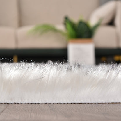 Faux Fur Sheepskin Fluffy Area Rugs round Shaggy Carpet for Bedroom Living Room