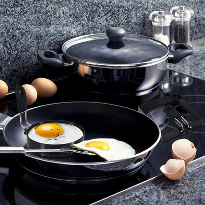 4'' Round+Square Egg Rings Set Silicone Handle Stainless Steel Egg Cooking Rings