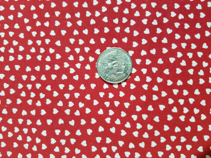 VTG Valentine Heart Fabric FQ Bundle of 6 – Perfect for Valentine's Day Crafts, Quilts, and Sewing Projects, Red & White Heart Patterns & Dots