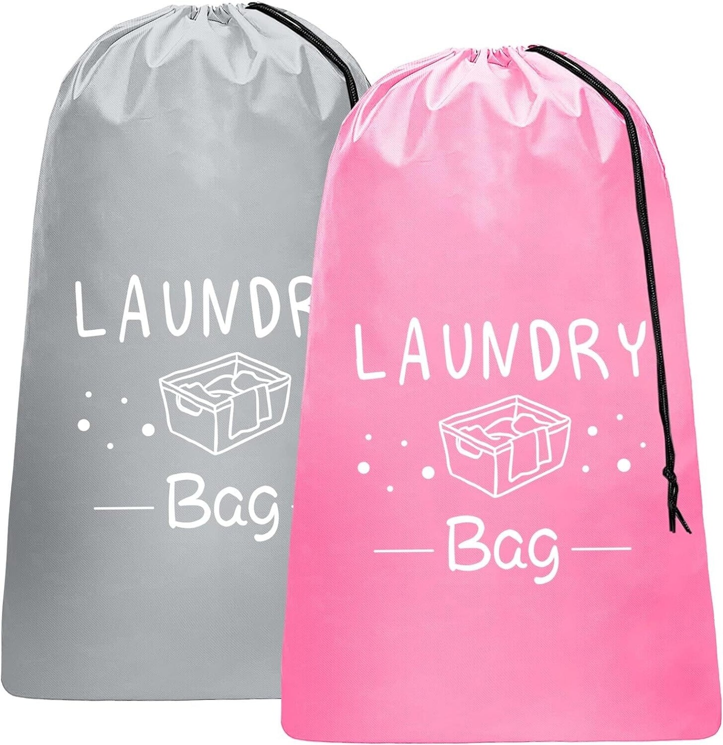 TikTok Travel Must-Have: 2-Pack Extra Large Laundry Bags w/ Shoulder Strap – Rip-Stop, Waterproof, for Dorms, Cruises, & Travel Storage (24"x36")