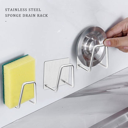4Pcs Stainless Steel Adhesive Sponge Holder Sink Caddy for Kitchen Accessories
