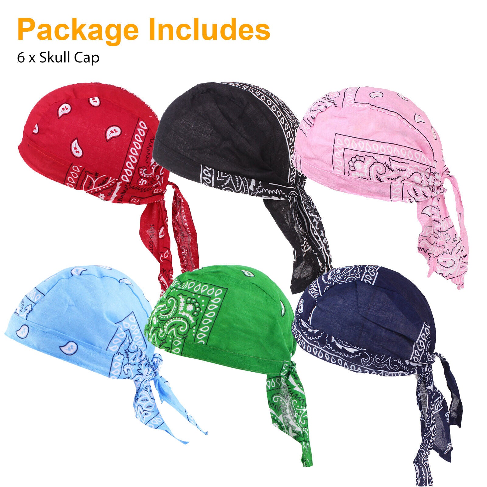 6PCS Men’s Biker Head Wraps – Doo Rag Skull Caps, Cotton Bandanas for Motorcycle & Cycling | Stylish & Comfortable, TikTok Trendy Riding Accessories