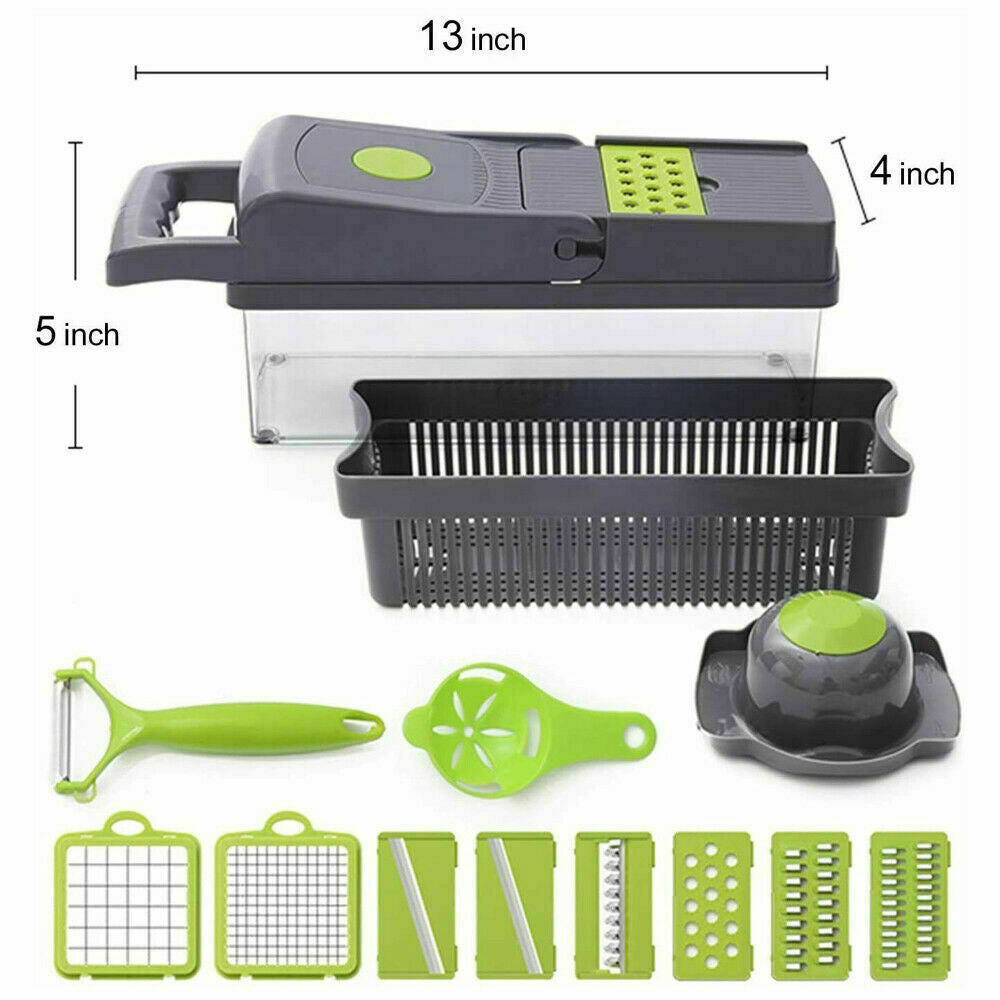 14-in-1 Multi-Functional Vegetable and Fruit Chopper, Cutter, Dicer, and Slicer for Onions and Veggies - Essential Kitchen Tool for Food Preparation