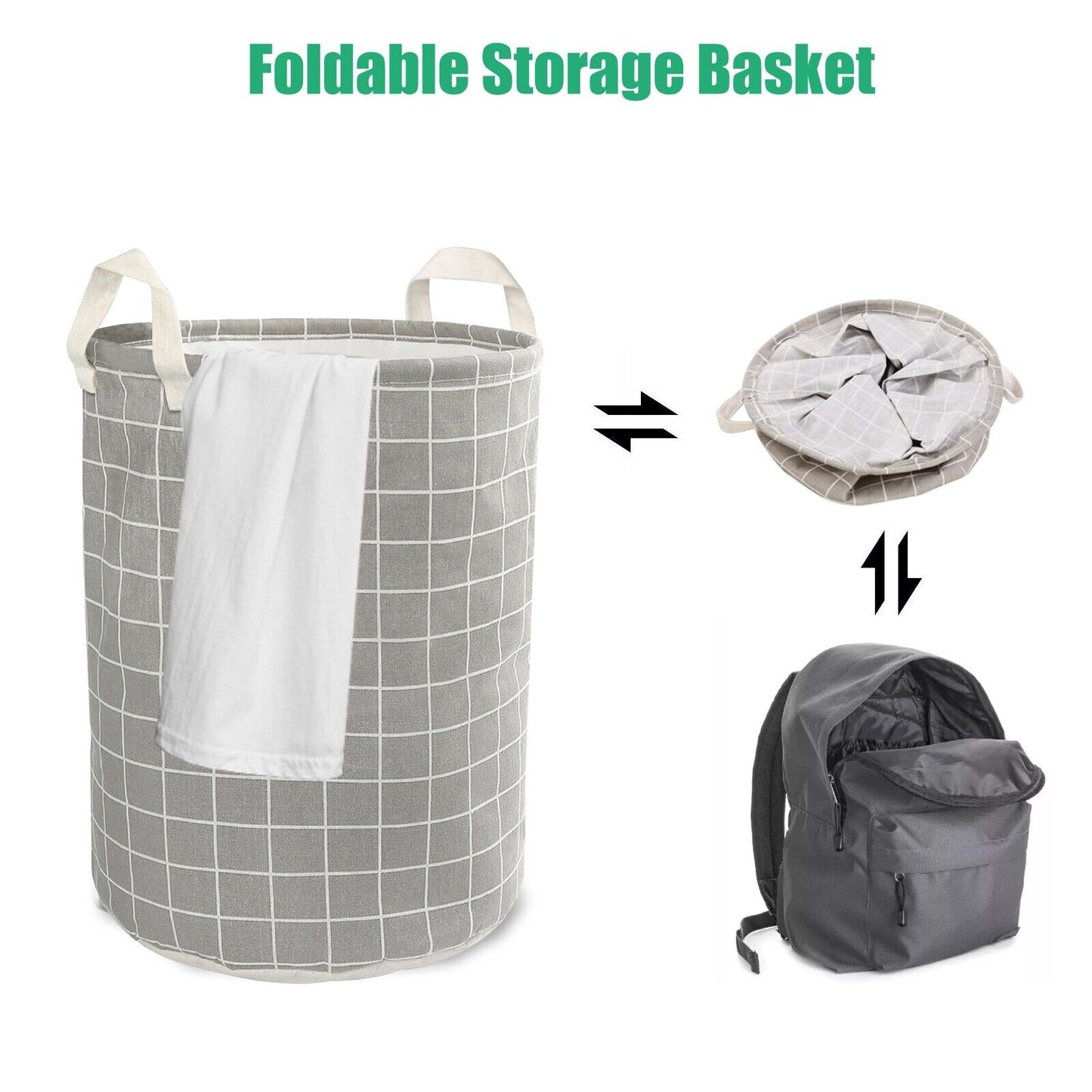 Foldable Laundry Basket with Handles - Waterproof Cotton Linen Storage Bin for Clothes, Toys, Baby & Home Organization - Freestanding & Space-Saving 