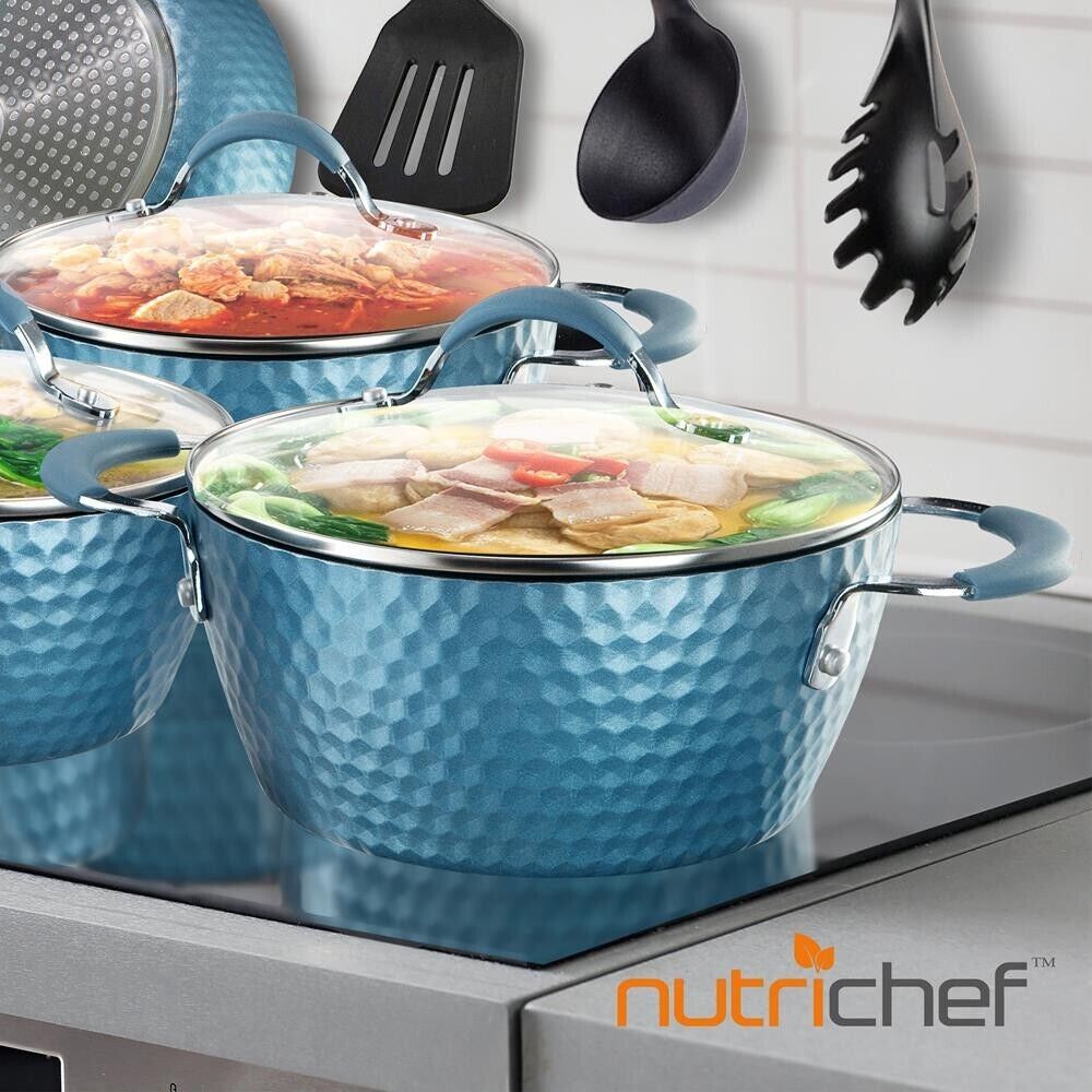 Nutriche Cooking Pot W/ Lid - Stylish Cookware with Elegant Diamond Pattern