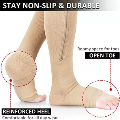 tame impala leg warmers Zipper Medical Compression Support Socks Knee High Open Toe Compression Socks Zip-Up Open Comfort Fit Womenswear Breathable