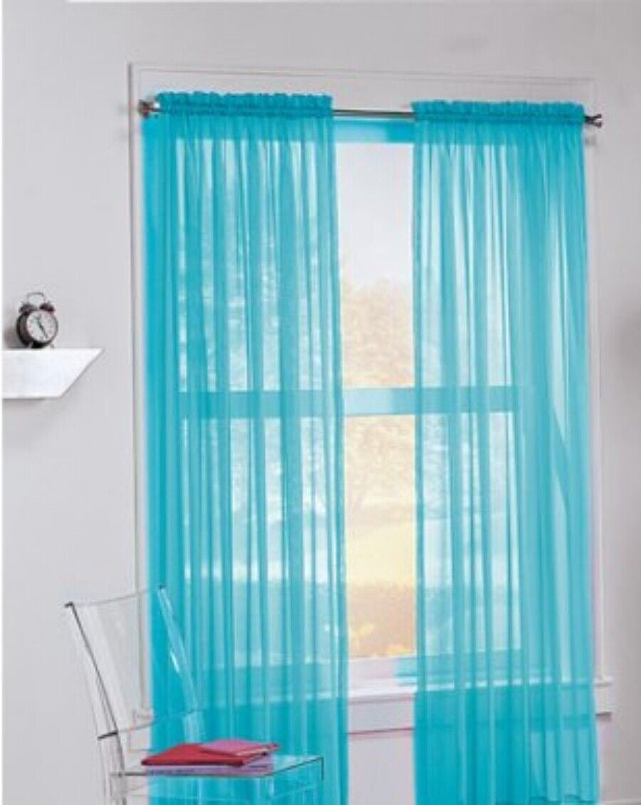 2 Piece Sheer Voile Window Elegance Curtains Drape Treatment 63, 84 Length