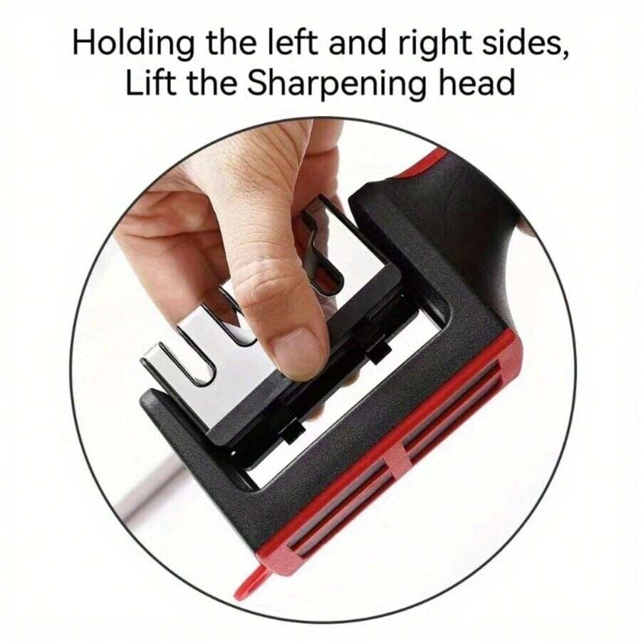 Knife Sharpener for Kitchen Knives, 4-in-1 Manual Blade Sharpener – Easy & Safe Tool for Restoring Sharp Edges at Home, Works on All Blades!