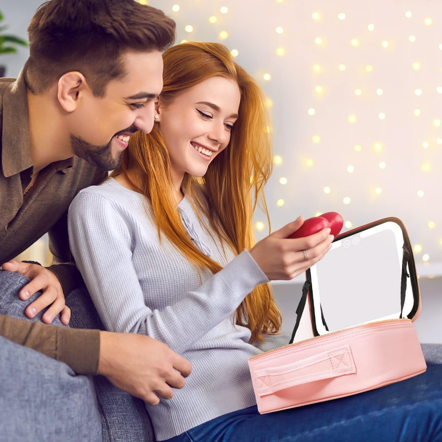 Travel Makeup Bag with LED Lighted Makeup Case with Mirror 3 Color Setting
