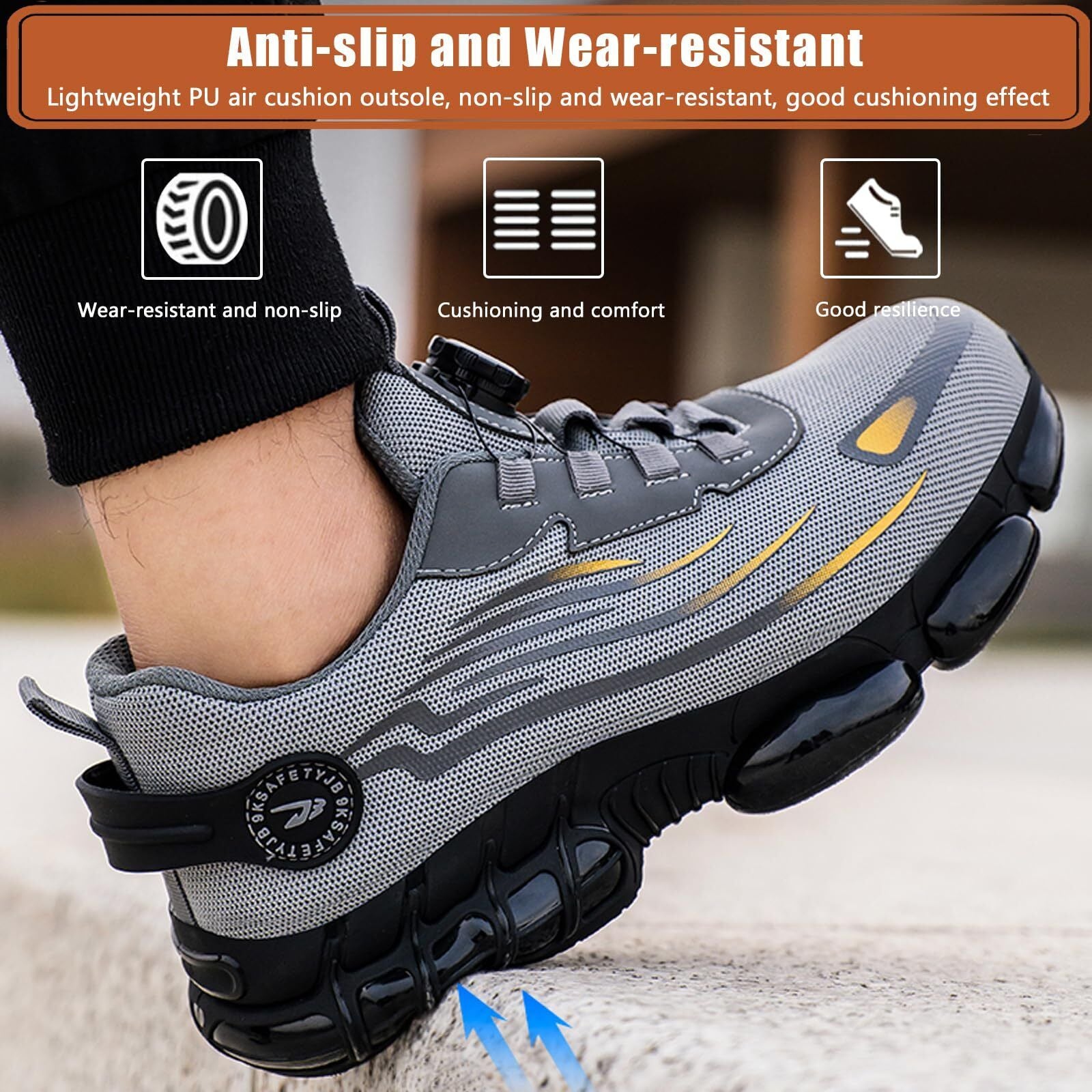 Men Work Safety Shoes Steel Toe Cap Boots Rotating Buckle Breathable Lightweight