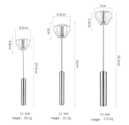 Semi-Automatic Egg Whisk - Stainless Steel Hand Push Beater, Blender Mixer Whip