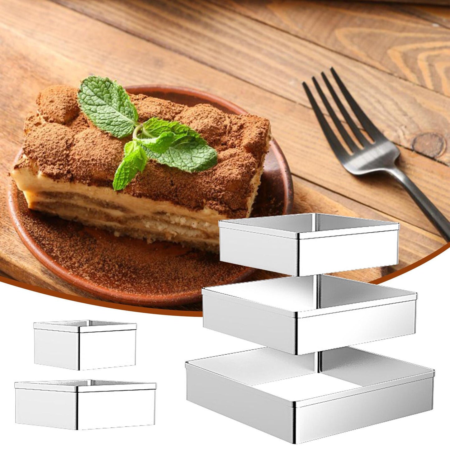 5PCS Square Shaped Cake Rings Stainless Steel Pastry Biscuit Cutting Mold Bakin