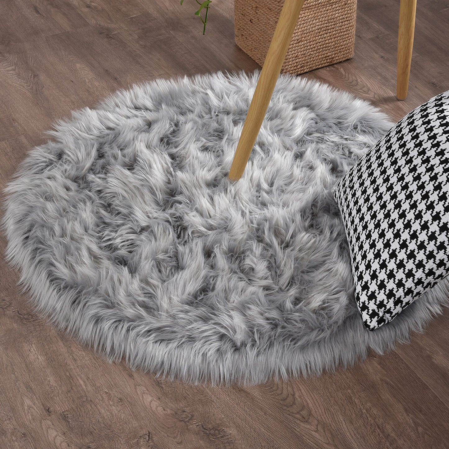 Faux Fur Sheepskin Fluffy Area Rugs round Shaggy Carpet for Bedroom Living Room