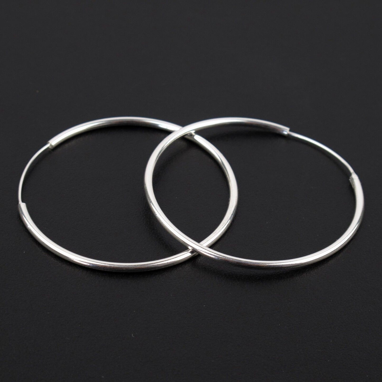 925 Silver Plated Large Hoop Earrings for Women - Lightweight, Thin Hoops with 50mm Diameter & 2mm Thickness, 8g, Ideal for Everyday & Parties