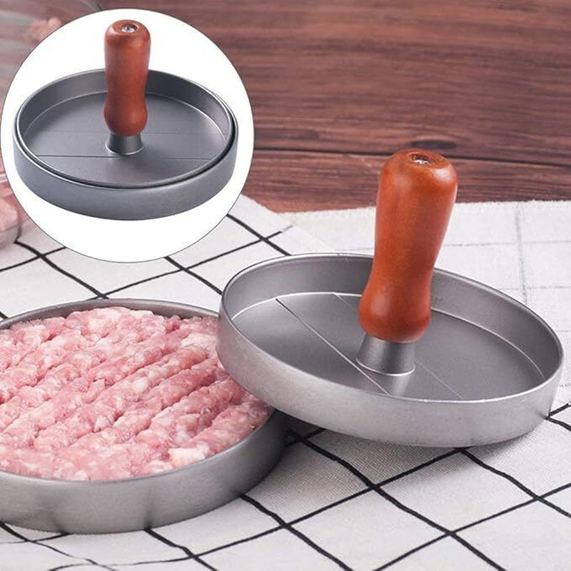 Burger Press Patty Maker - Non-Stick, Easy Release, Perfect Round Patties for Beef, Veggie & More, Detachable Handle for BBQ, Picnic & Kitchen Use