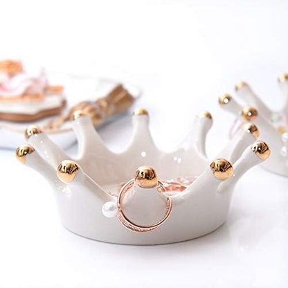 open crown ring holder Royal Ceramic Gold-Crown Ring Holder Jewelry Dish Tray,Ring Dish Jewelry Stand Gift Organiser Racks Smooth Decorative