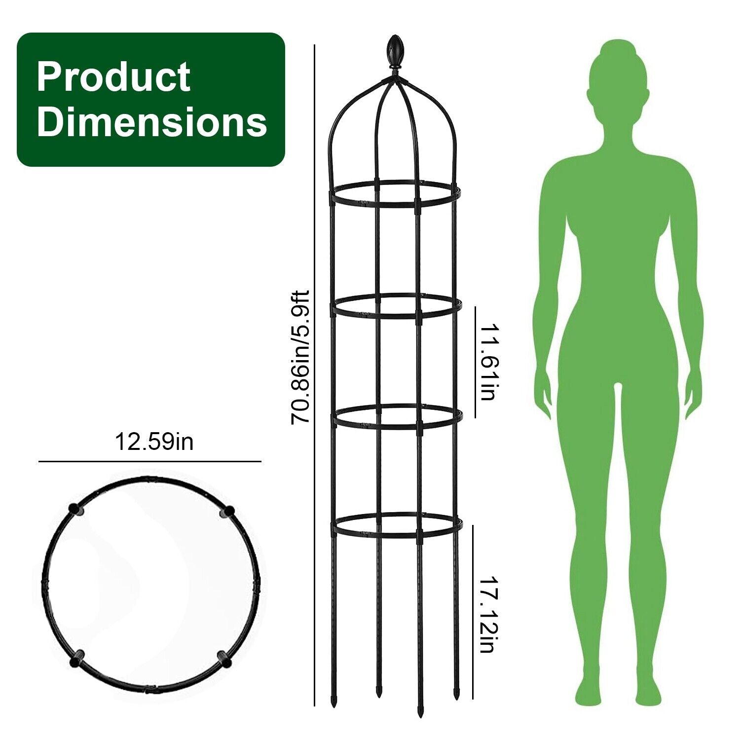 2Pack 6Ft Rustproof Garden Trellis for Potted Plants Climbing Vine Rose Clematis