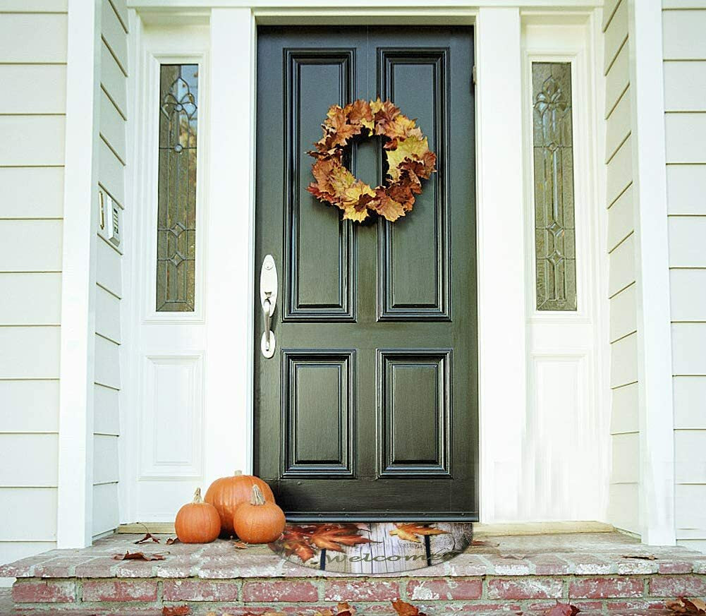 Half round Rubber Door Mat, Decorative Indoor Outdoor Non Slip Front Door Mat